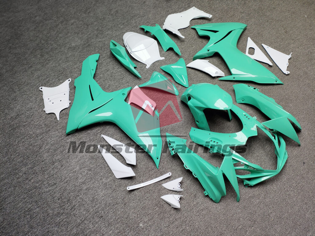 Gloss Teal & and White ABS fairings for Suzuki GSXR 600 - 750 2011 - 2025 - premium OEM fit kit by Monster Fairings