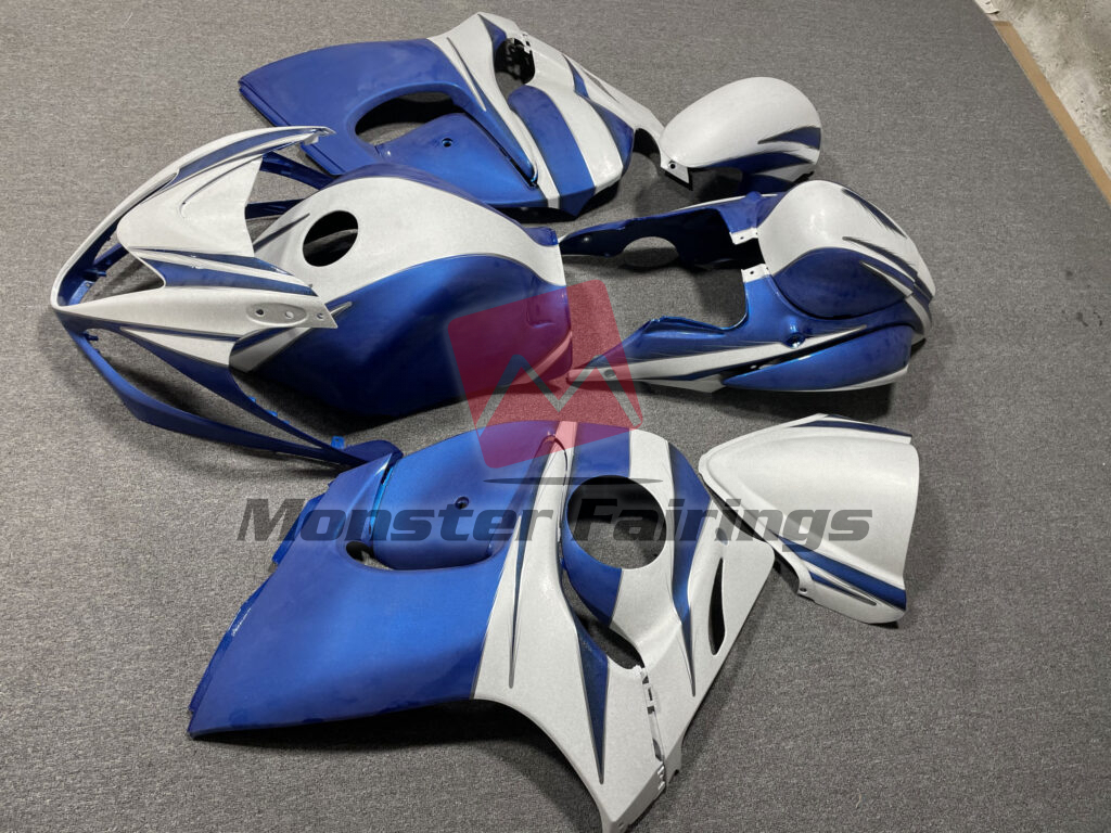 2008 - 2020 Suzuki GSXR 1300 Glitter Blue White fairing set - ABS injection, custom painted by Monster Fairings