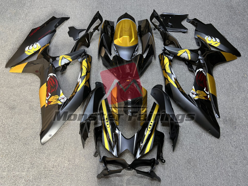 Suzuki GSXR 600 - 750 2008 - 2010 Gloss & Matte Gold Tiger ABS fairings - custom motorcycle bodywork kit by Monster Fairings
