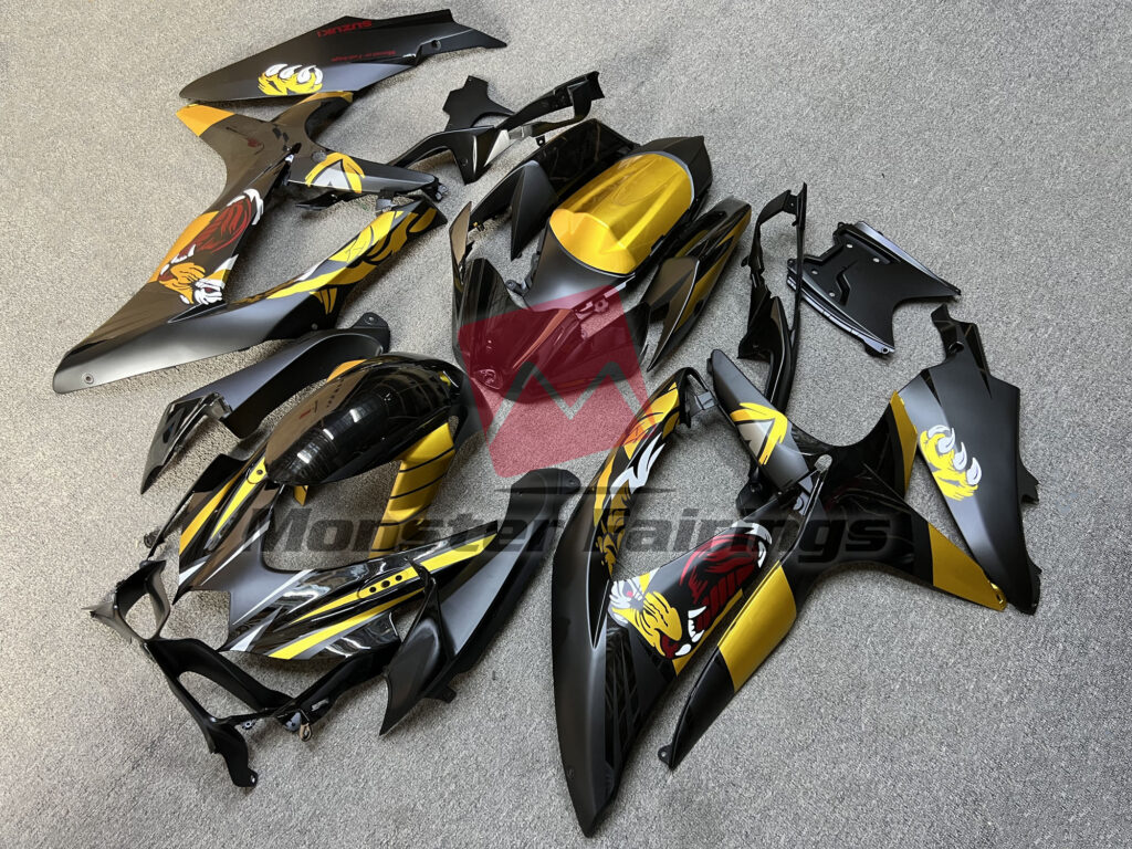 Suzuki GSXR 600 - 750 custom ABS fairings 2008 - 2010 in Gloss & Matte Gold Tiger - durable replacement kit, Monster Fairings