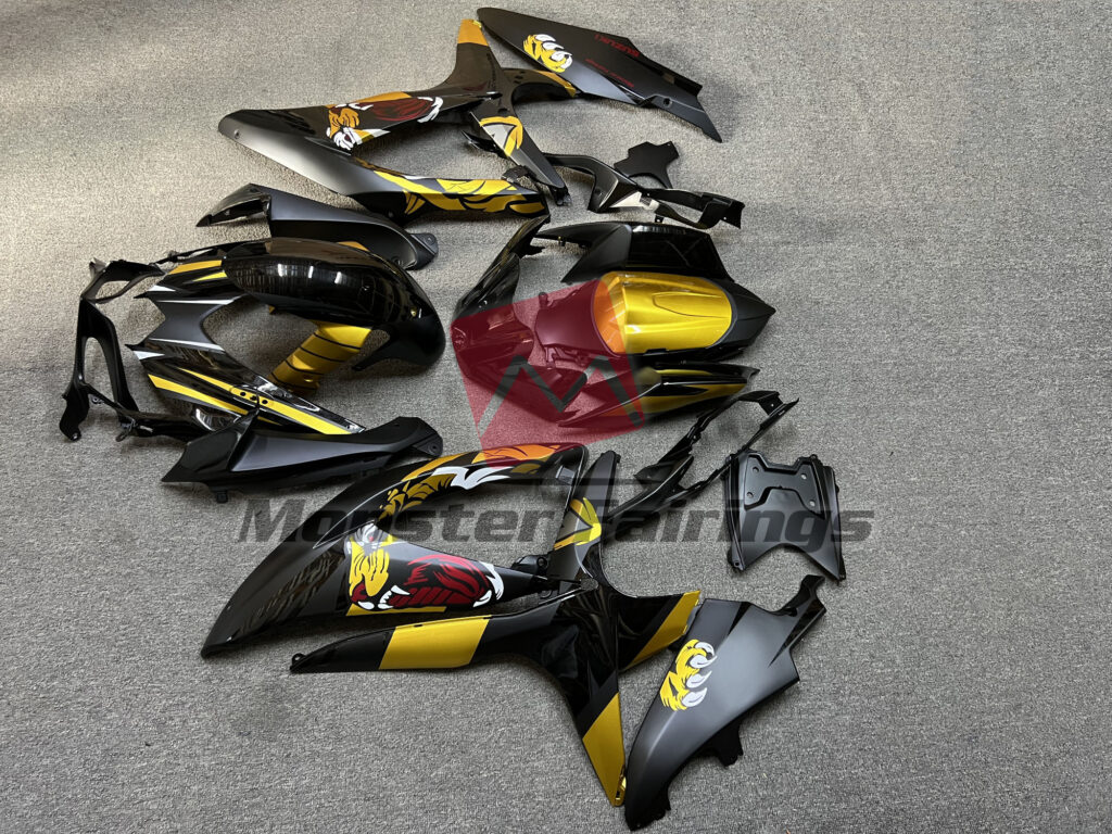 2008 - 2010 Suzuki GSXR 600 - 750 Gloss & Matte Gold Tiger fairing set - ABS injection, custom painted by Monster Fairings