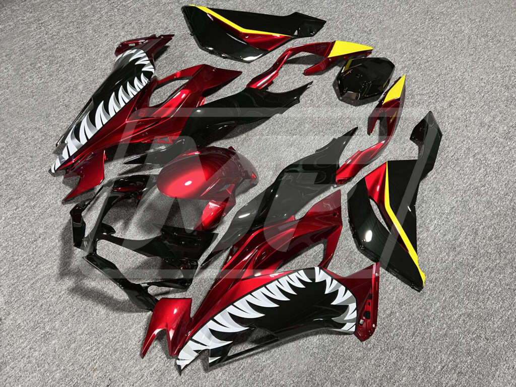 Gloss Red & Black Yellow Shark ABS fairings for Kawasaki ZX6R 2019 - 2023 - premium OEM fit kit by Monster Fairings