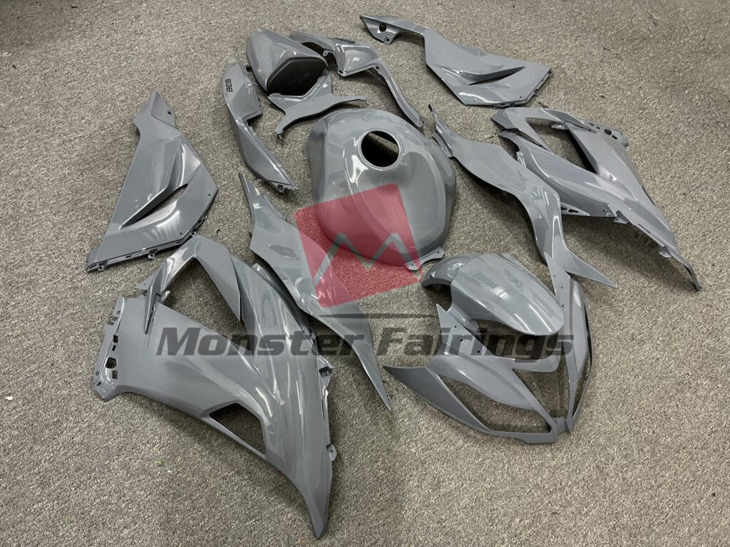 Kawasaki ZX6R custom ABS fairings 2013 - 2018 in Gloss Nardo Gray - durable replacement kit, Monster Fairings