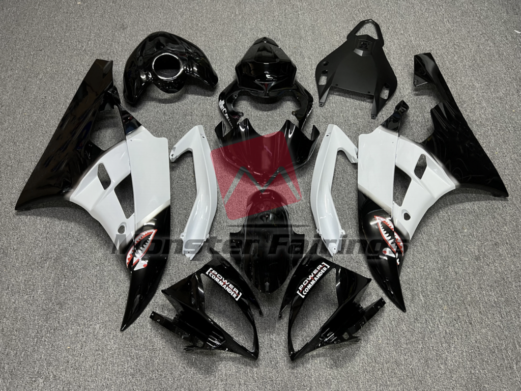 Yamaha R6 2006 - 2007 Gloss Black Logos ABS fairings - custom motorcycle bodywork kit by Monster Fairings