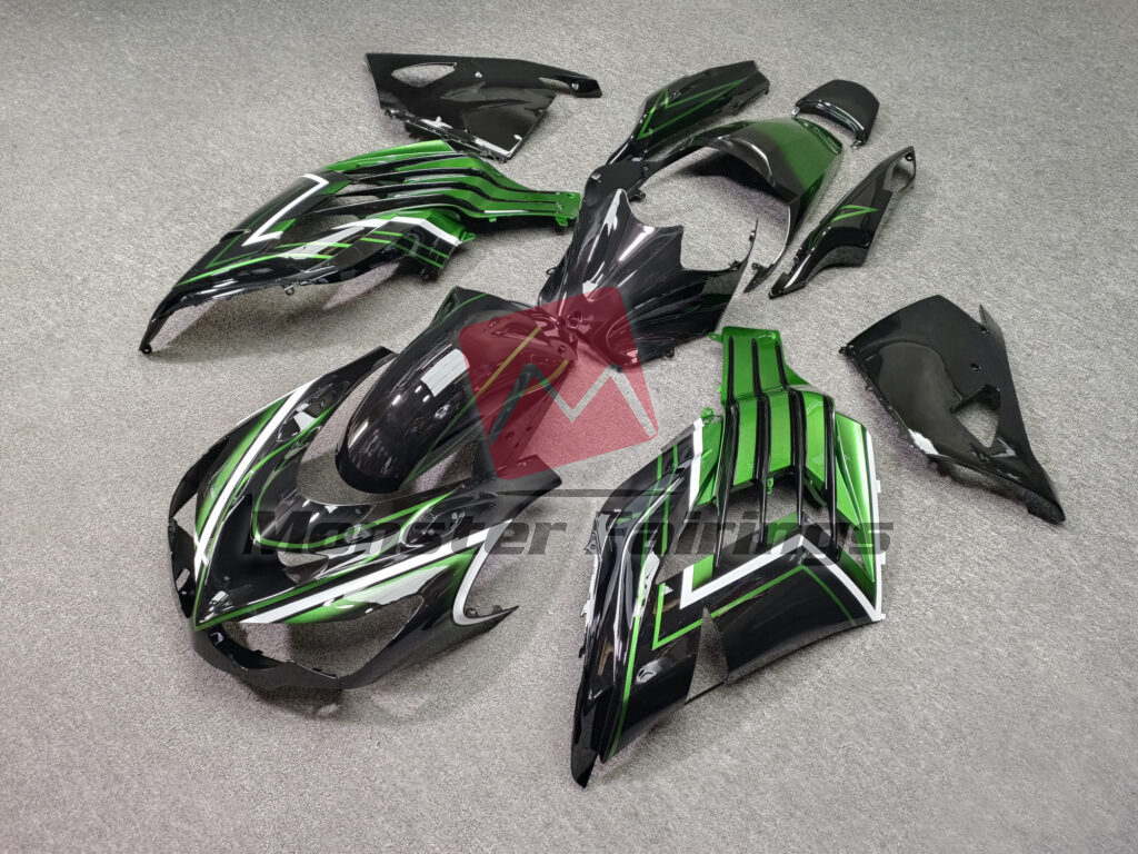 Gloss Black & Green ABS fairings for Kawasaki ZX14R 2012 - 2024 - premium OEM fit kit by Monster Fairings