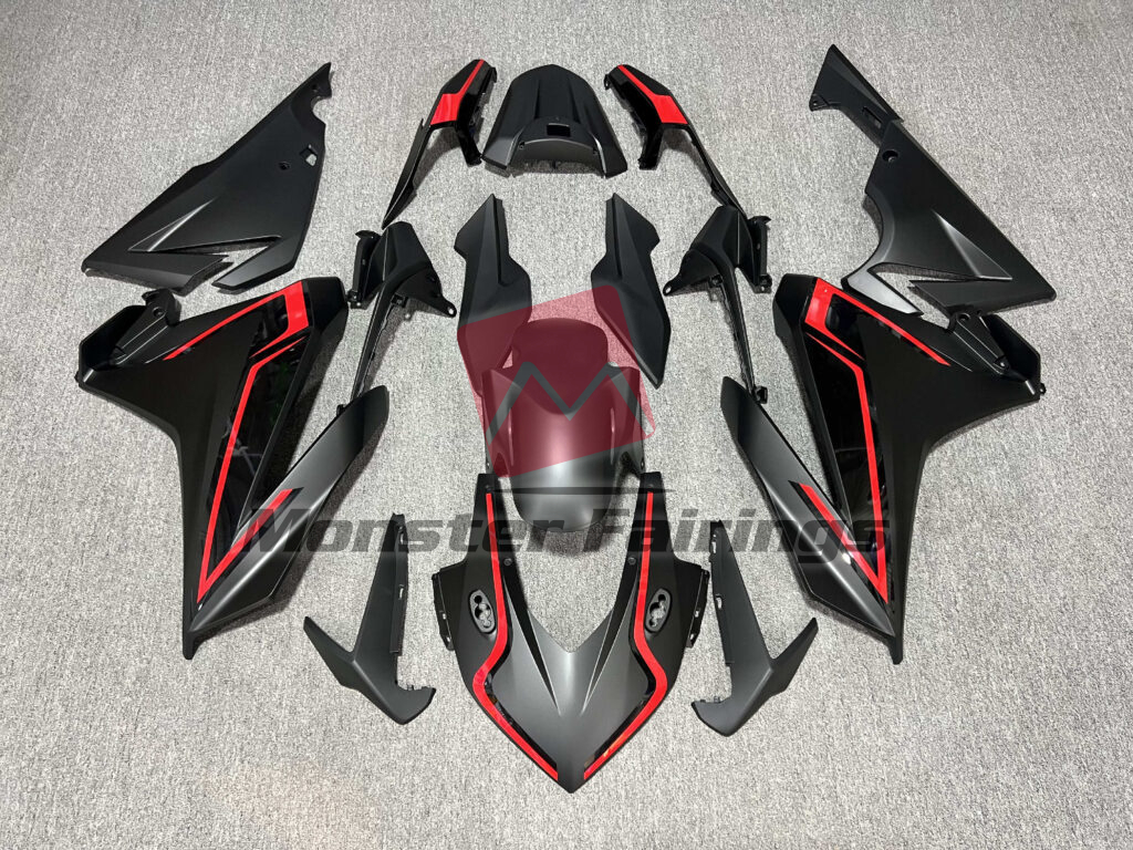 Honda CBR500R 2019 - 2021 Matte Black & Red ABS fairings - custom motorcycle bodywork kit by Monster Fairings