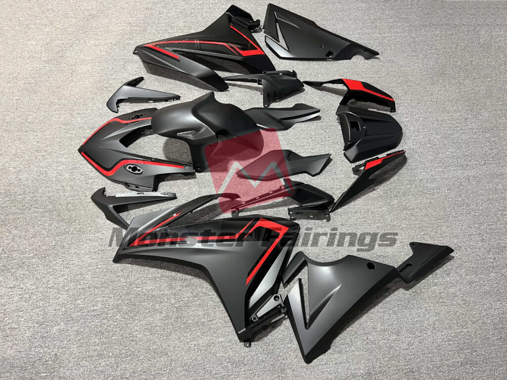 Honda CBR500R custom ABS fairings 2019 - 2021 in Matte Black & Red - durable replacement kit, Monster Fairings