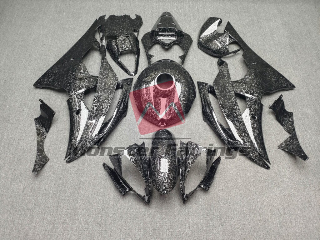 Yamaha R6 2008 - 2016 Gloss Forged Carbon Fiber Style ABS fairings - custom motorcycle bodywork kit by Monster Fairings