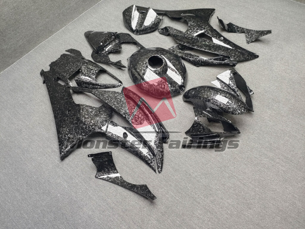 Yamaha R6 custom ABS fairings 2008 - 2016 in Gloss Forged Carbon Fiber Style - durable replacement kit, Monster Fairings