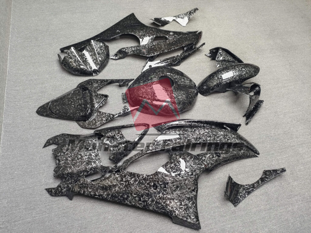 2008 - 2016 Yamaha R6 Gloss Forged Carbon Fiber Style fairing set - ABS injection, custom painted by Monster Fairings