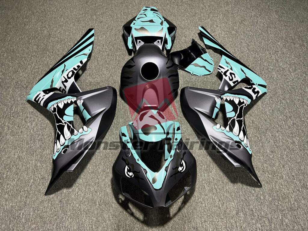 Honda CBR1000RR 2006 - 2007 Matte Black & Teal Monster ABS fairings - custom motorcycle bodywork kit by Monster Fairings