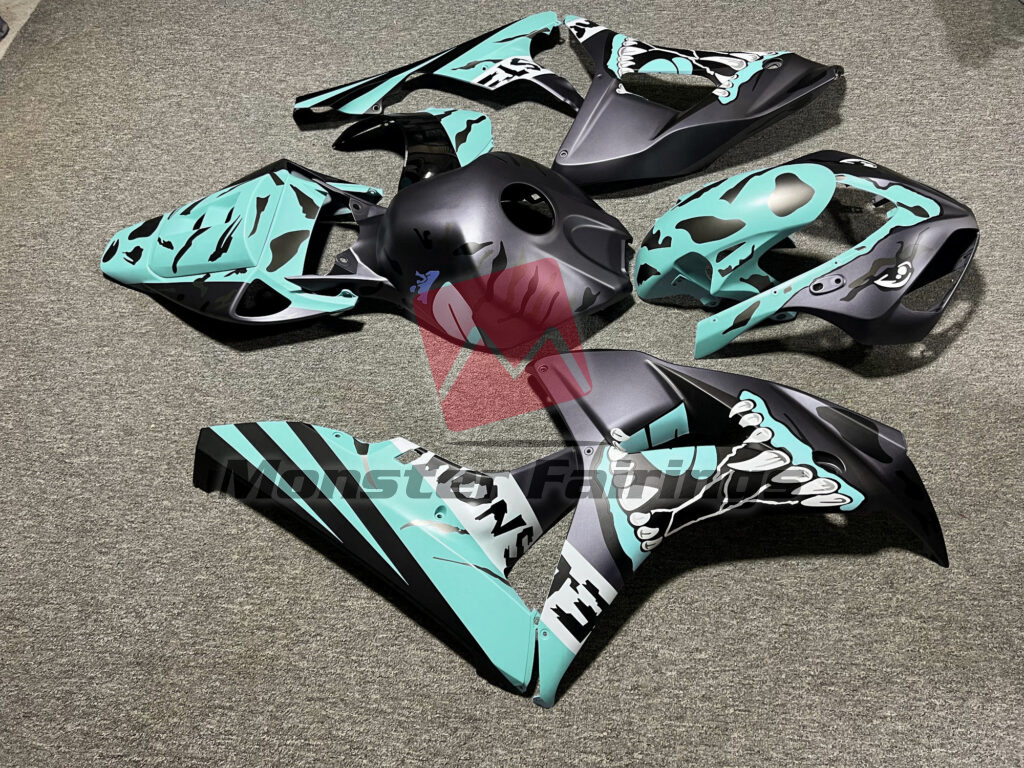 2006 - 2007 Honda CBR1000RR Matte Black & Teal Monster fairing set - ABS injection, custom painted by Monster Fairings