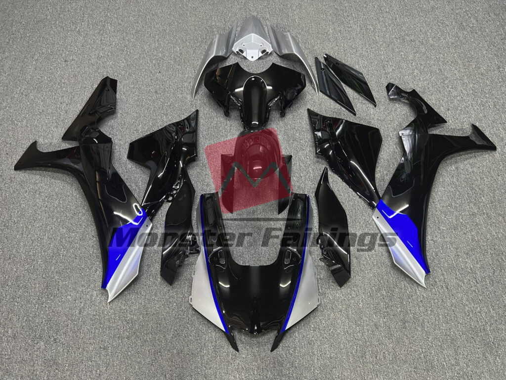 Yamaha R1 2020 - 2025 Black Blue Silver ABS fairings - custom motorcycle bodywork kit by Monster Fairings