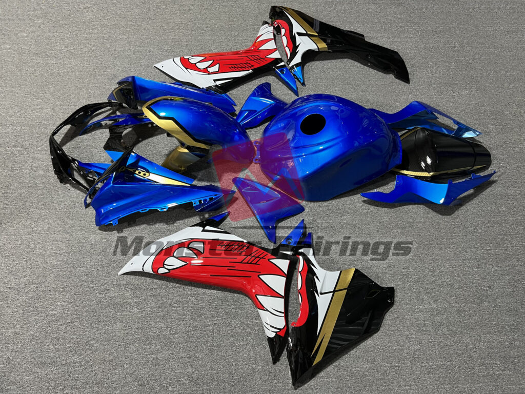 2011 - 2025 Suzuki GSXR 600 - 750 Gloss Blue & Black Shark fairing set - ABS injection, custom painted by Monster Fairings
