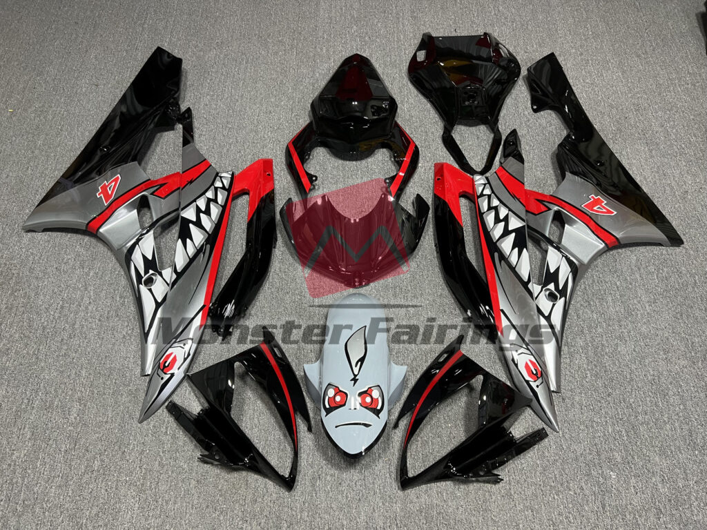 Yamaha R6 2006 - 2007 Silver Shark ABS fairings - custom motorcycle bodywork kit by Monster Fairings