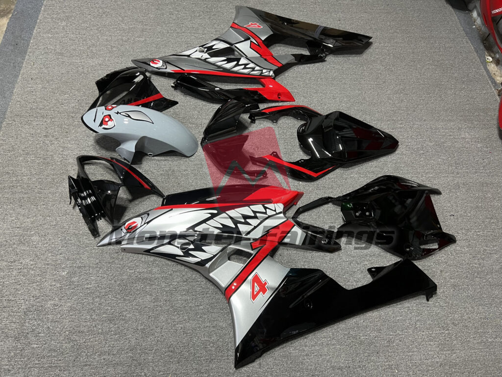 2006 - 2007 Yamaha R6 Silver Shark fairing set - ABS injection, custom painted by Monster Fairings