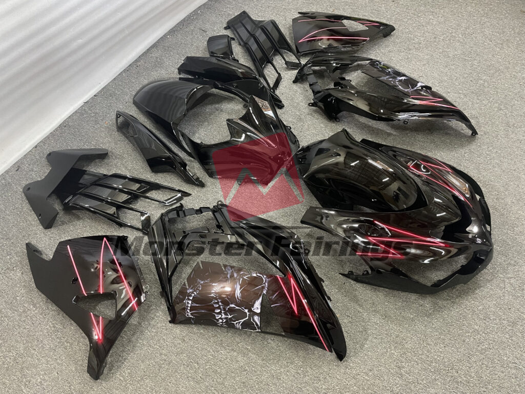Red Lighting Skull ABS fairings for Kawasaki ZX14R 2012 - 2024 - premium OEM fit kit by Monster Fairings