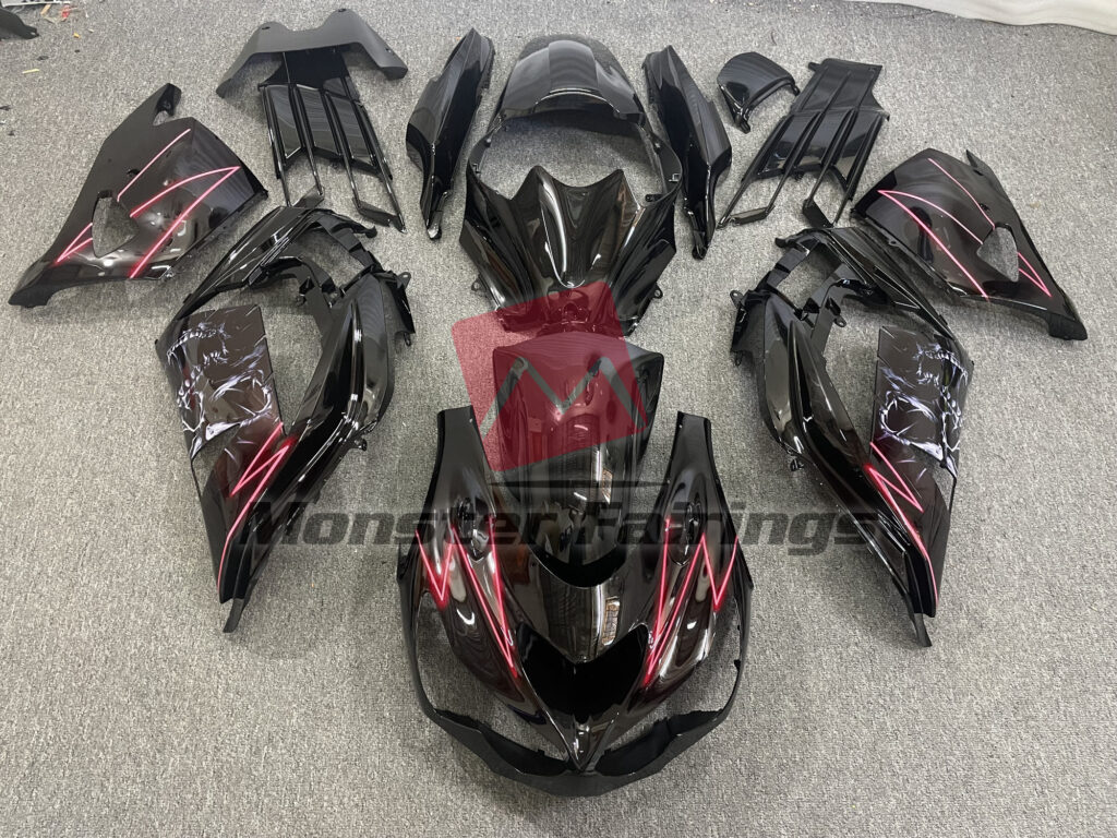 Kawasaki ZX14R 2012 - 2024 Red Lighting Skull ABS fairings - custom motorcycle bodywork kit by Monster Fairings