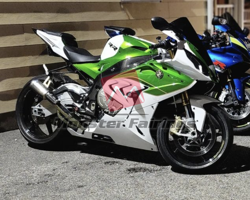 Monster Fairings ABS fairing kit for BMW S1000RR 2017 - 2018 - Gloss White & Green, precise OEM fit