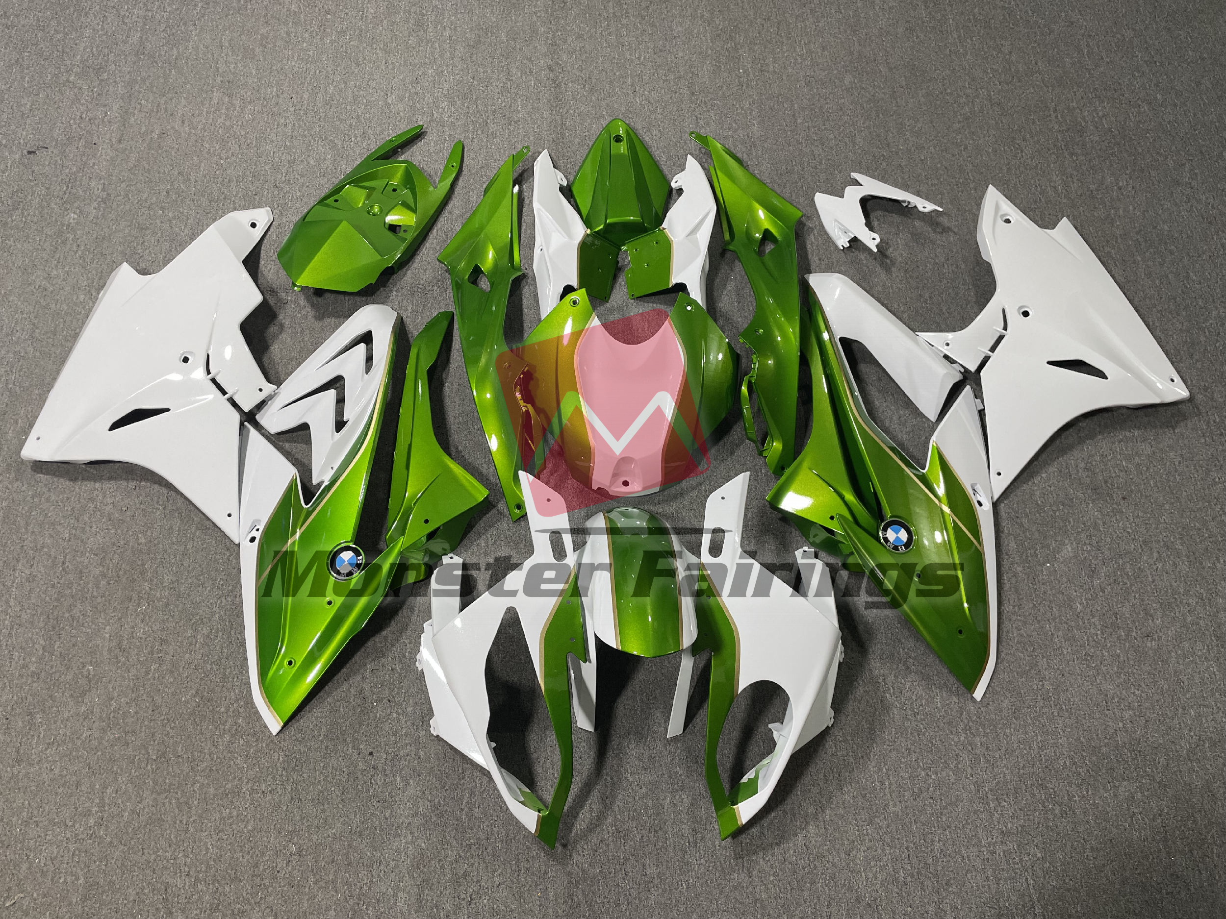 BMW S1000RR 2017-2018 Gloss White & Green ABS Fairings
