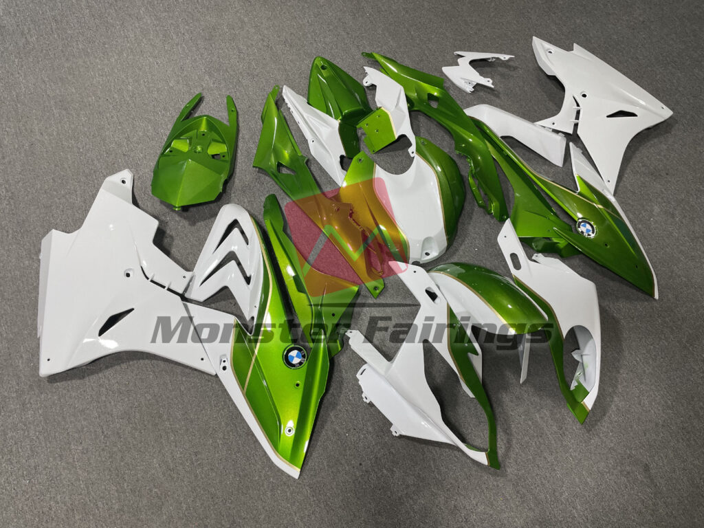Gloss White & Green ABS fairings for BMW S1000RR 2017 - 2018 - premium OEM fit kit by Monster Fairings