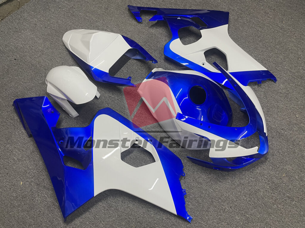 Gloss Blue White ABS fairings for Suzuki GSXR 600 - 750 2004 - 2005 - premium OEM fit kit by Monster Fairings