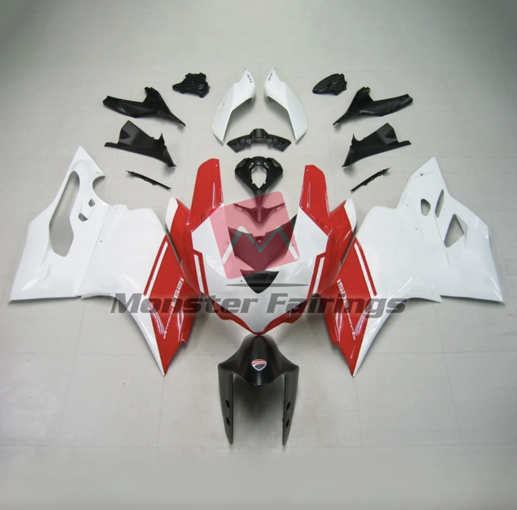 Ducati 959 Gloss White & Red ABS fairings - custom motorcycle bodywork kit by Monster Fairings