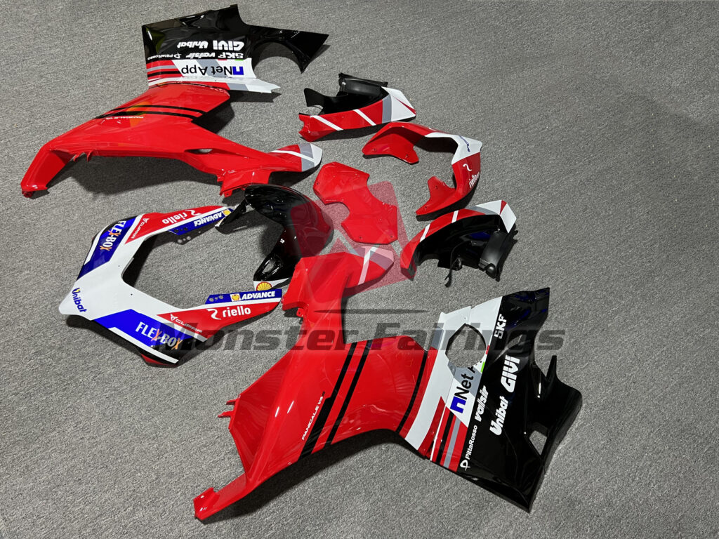 Gloss Red & White Black Blue ABS fairings for Ducati Panigale V4 2018 - 2019 - premium OEM fit kit by Monster Fairings