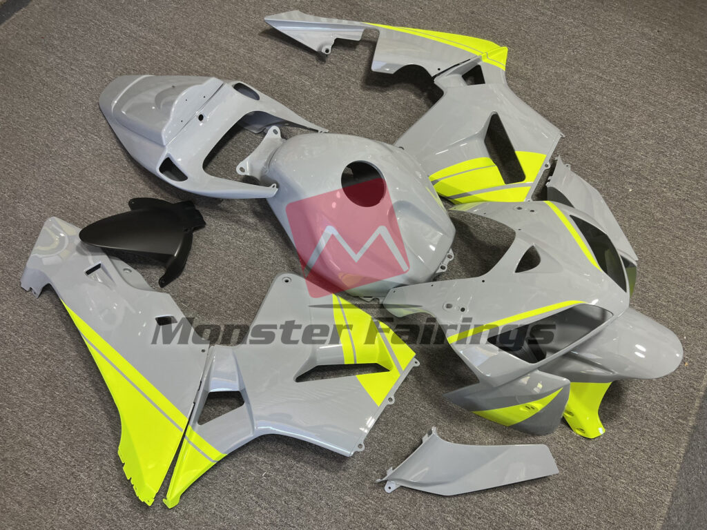 Honda CBR600RR custom ABS fairings 2005 - 2006 in Nardo Gray and Green - durable replacement kit, Monster Fairings