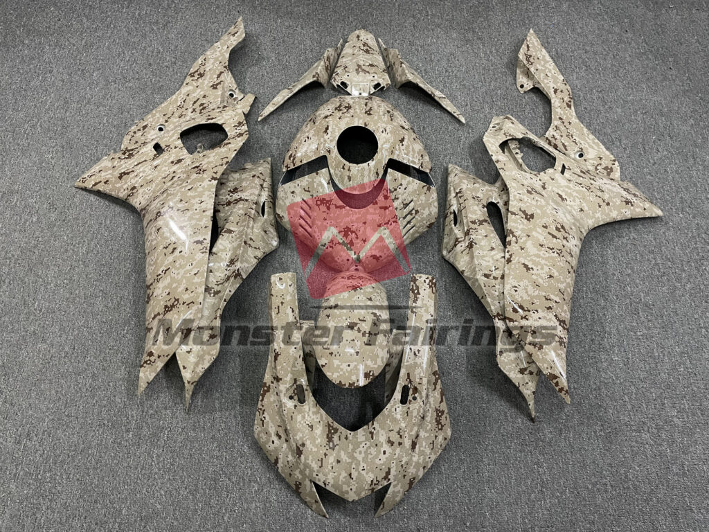 Yamaha R6 2017 - 2022 Gloss Brown Digital Camo ABS fairings - custom motorcycle bodywork kit by Monster Fairings