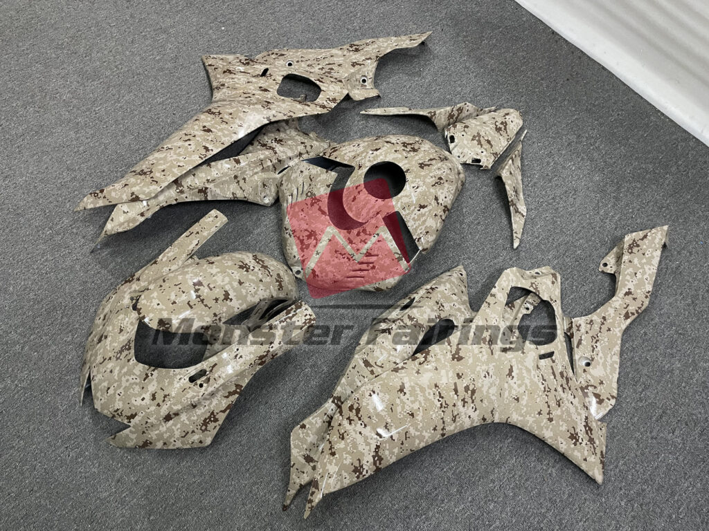 Yamaha R6 custom ABS fairings 2017 - 2022 in Gloss Brown Digital Camo - durable replacement kit, Monster Fairings
