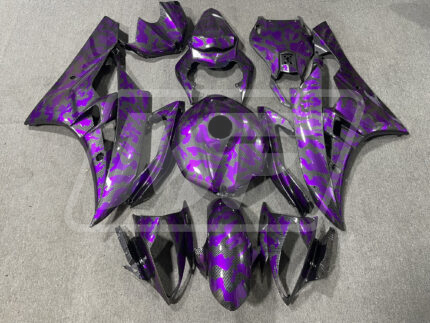Yamaha R6 2006-2007 Gloss Carbon Fiber Style & Purple Camo ABS Fairings | Monster Fairings