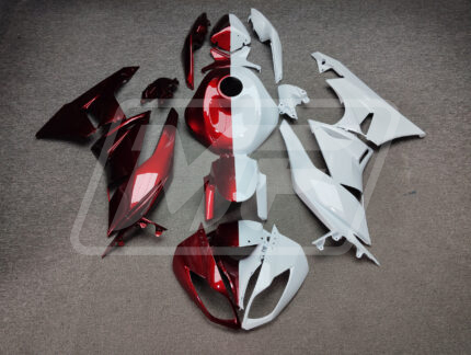 Kawasaki ZX6R 2009-2012 Gloss Red & White Split ABS Fairings | Monster Fairings