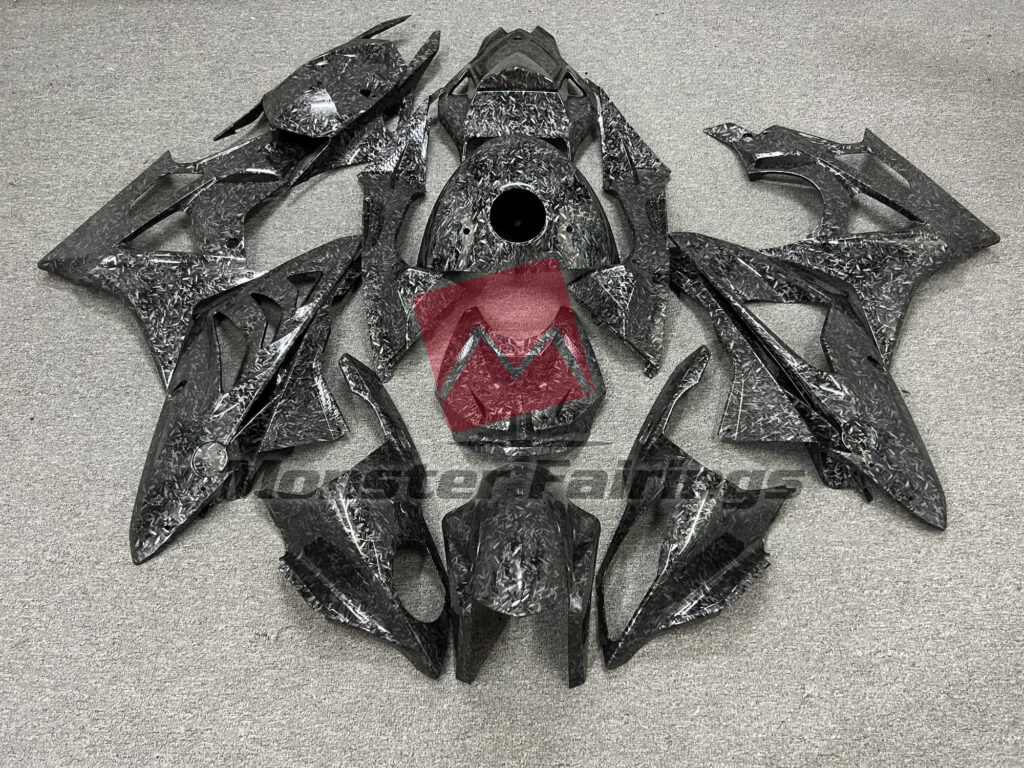 BMW S1000RR 2009 - 2014 Gloss Forged Carbon Fiber Style ABS fairings - custom motorcycle bodywork kit by Monster Fairings