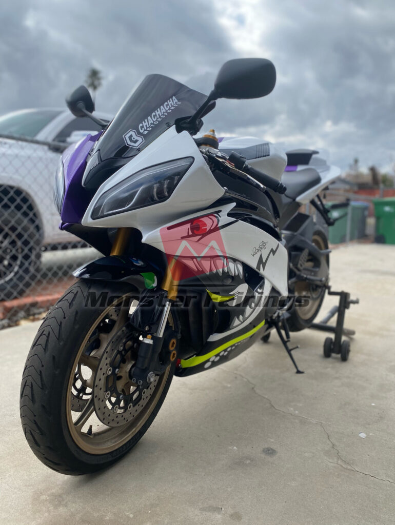 Monster Fairings ABS fairing kit for Yamaha R6 2008 - 2016 - Gloss White & Purple Shark Split, precise OEM fit