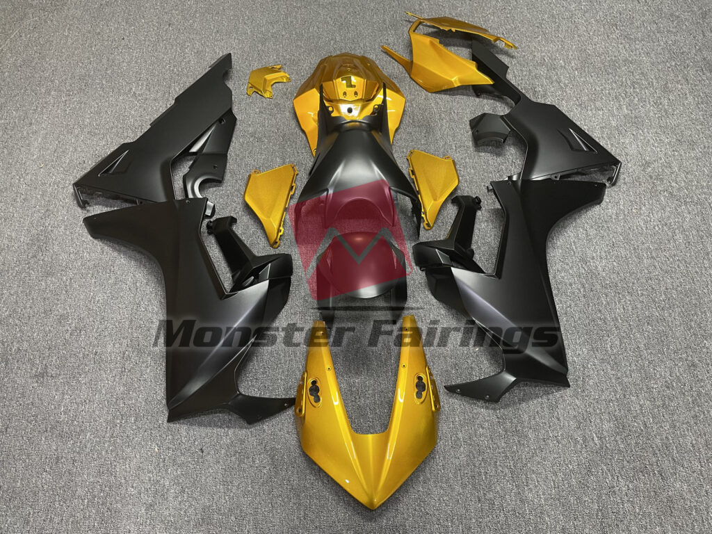 Honda CBR1000RR 2017 - 2025 Matte Black Gold ABS fairings - custom motorcycle bodywork kit by Monster Fairings