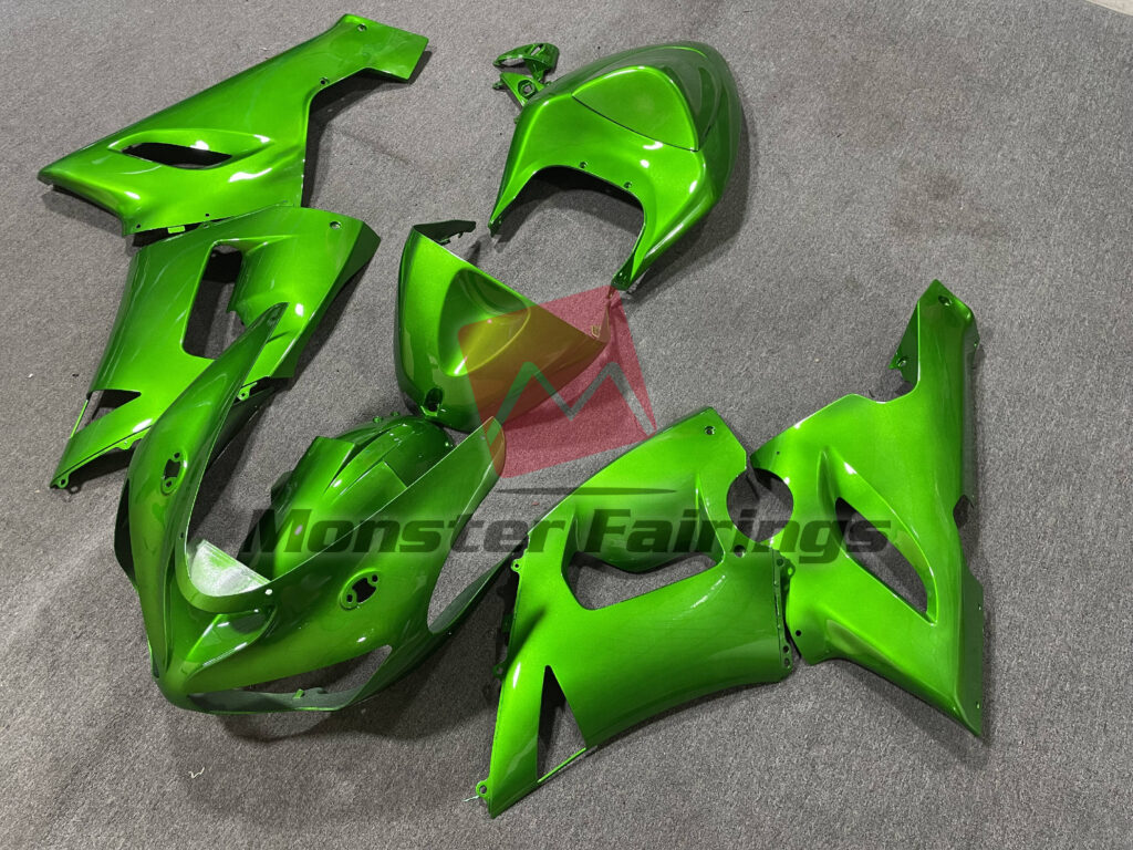Kawasaki ZX6R custom ABS fairings 2005 - 2006 in Glossy Green - durable replacement kit, Monster Fairings