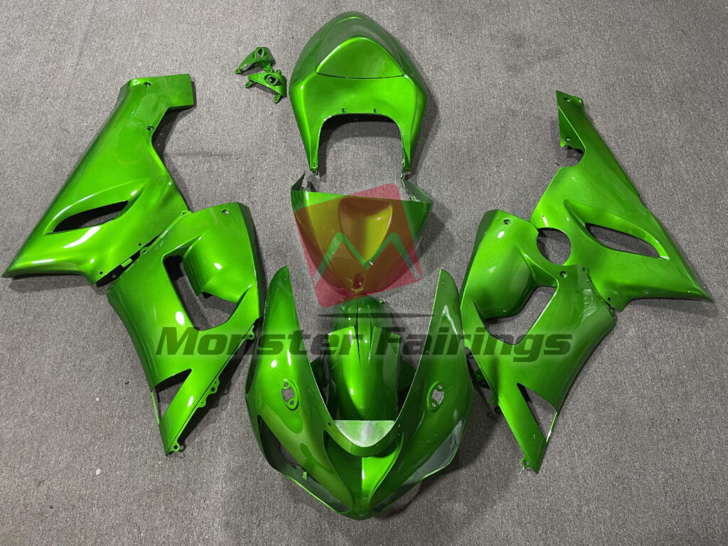 Kawasaki ZX6R 2005 - 2006 Glossy Green ABS fairings - custom motorcycle bodywork kit by Monster Fairings