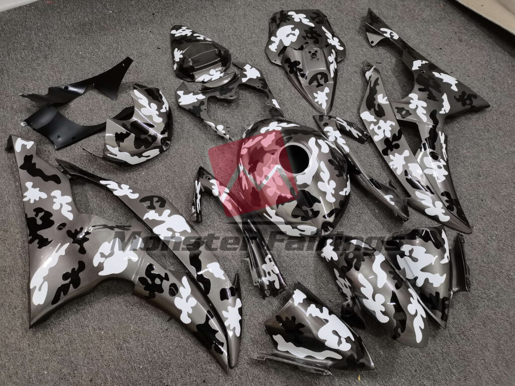 Gloss Gray Camo ABS fairings for Yamaha R6 2008 - 2016 - premium OEM fit kit by Monster Fairings