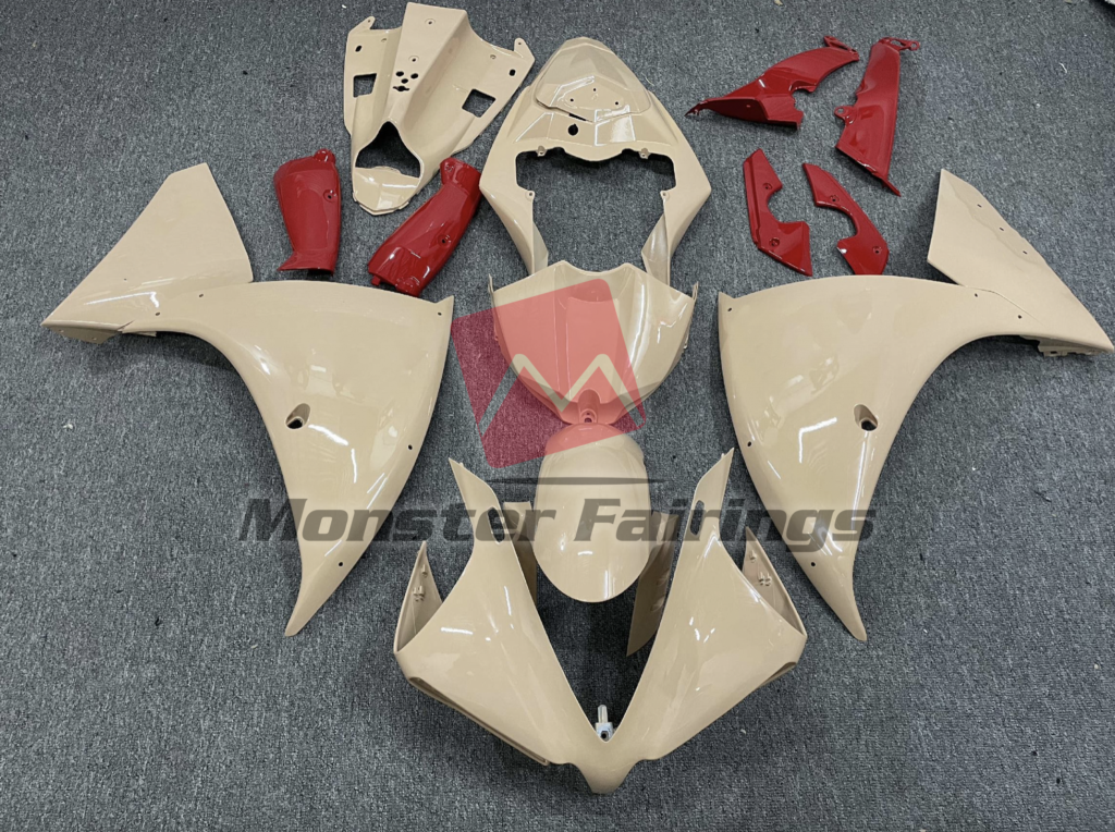 Yamaha R1 2012 - 2014 Desert Tan Red Trim ABS fairings - custom motorcycle bodywork kit by Monster Fairings