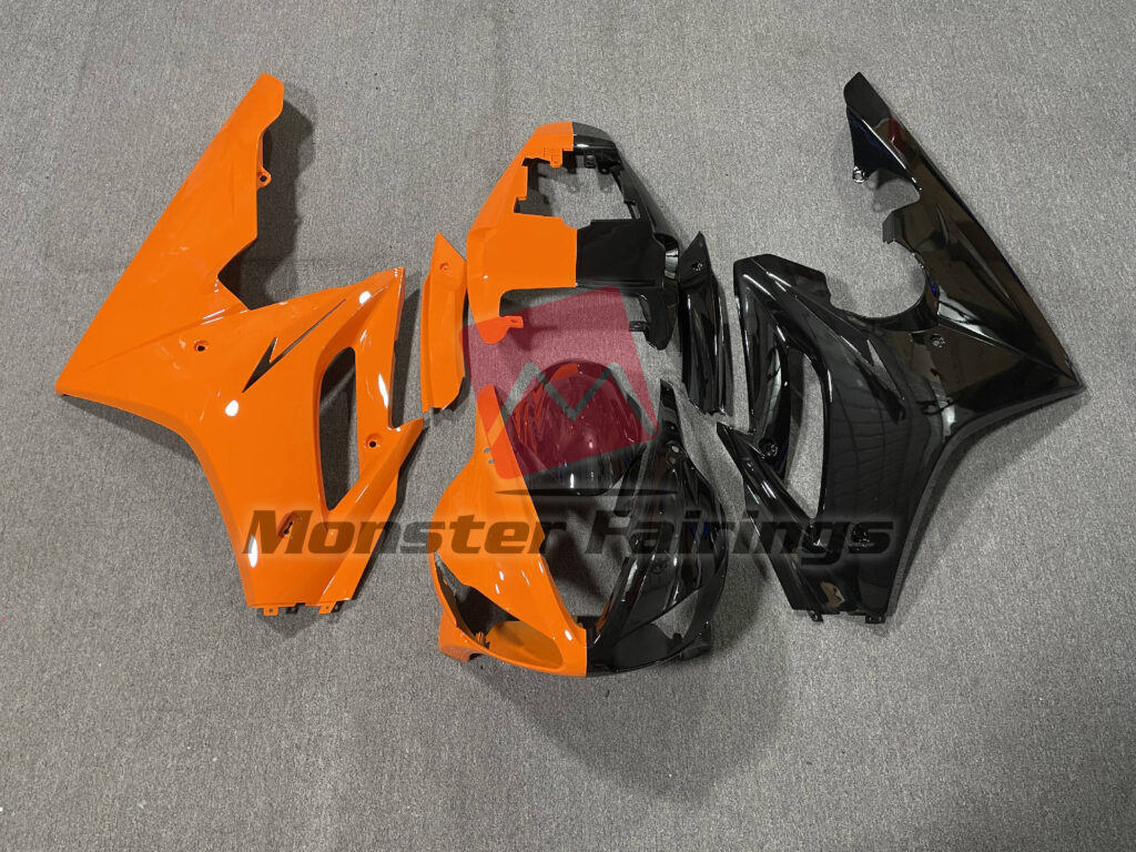 Triumph Daytona 675 2009 - 2012 Gloss Black Orange Split ABS fairings - custom motorcycle bodywork kit by Monster Fairings