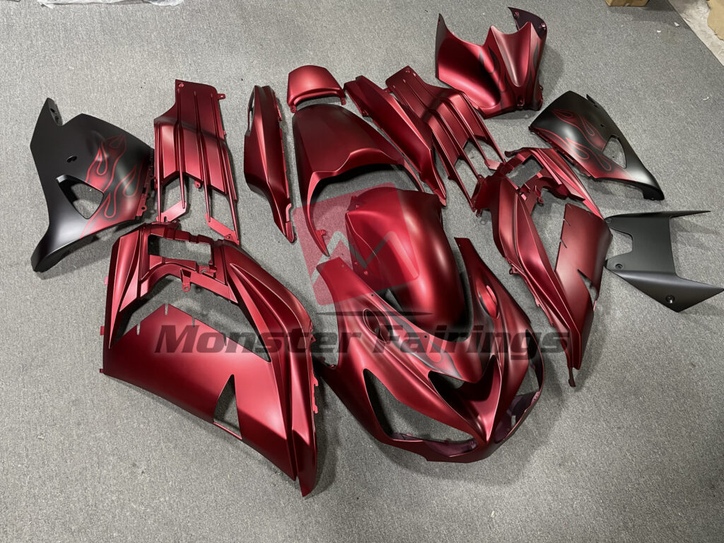 Matte Fire Red Gloss ABS fairings for Kawasaki ZX14R 2012 - 2024 - premium OEM fit kit by Monster Fairings