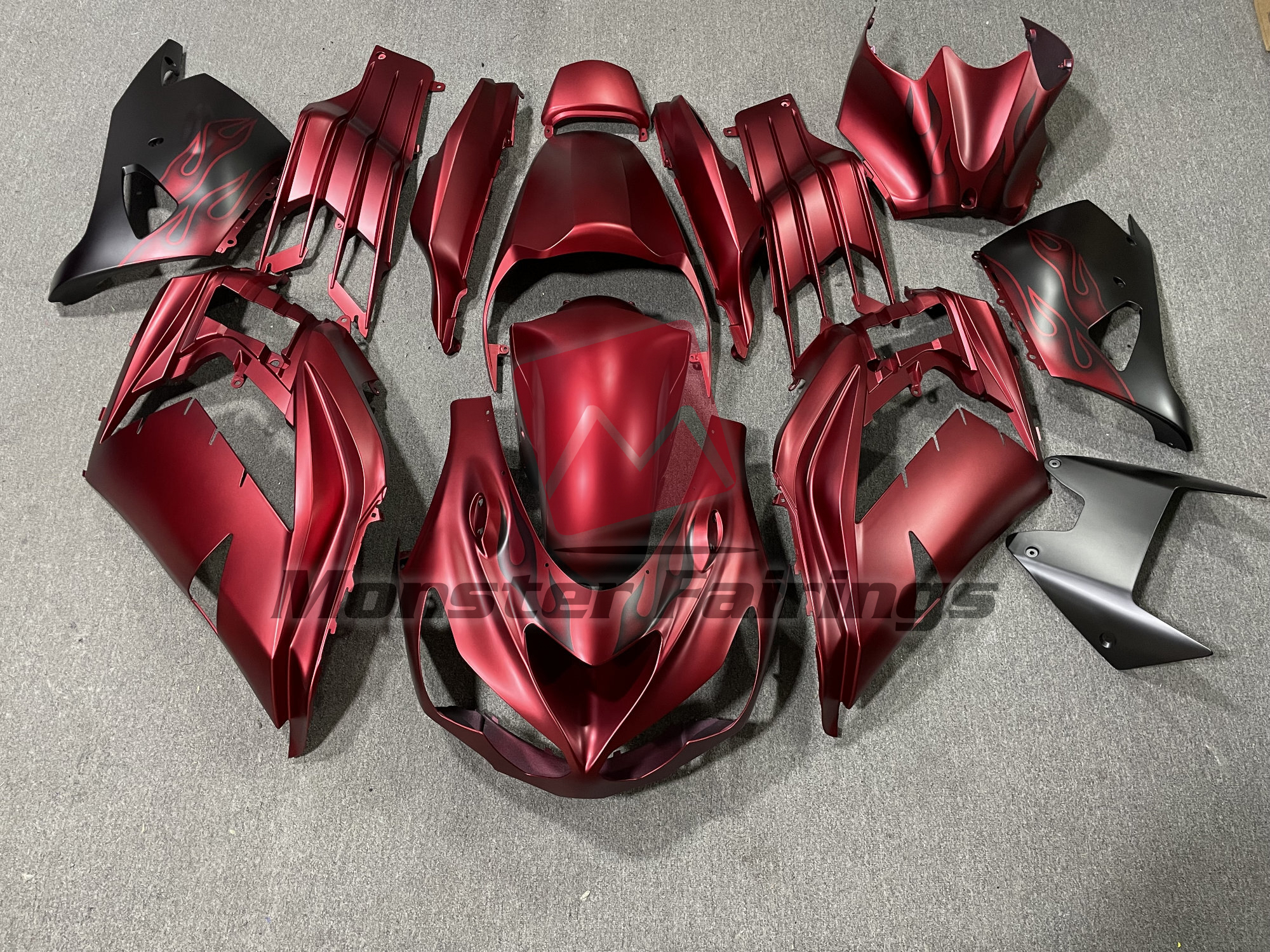 ファイヤーボール　レッドボディ Matte Fire Red Gloss - ZX14R 12-24 - Monster Fairings