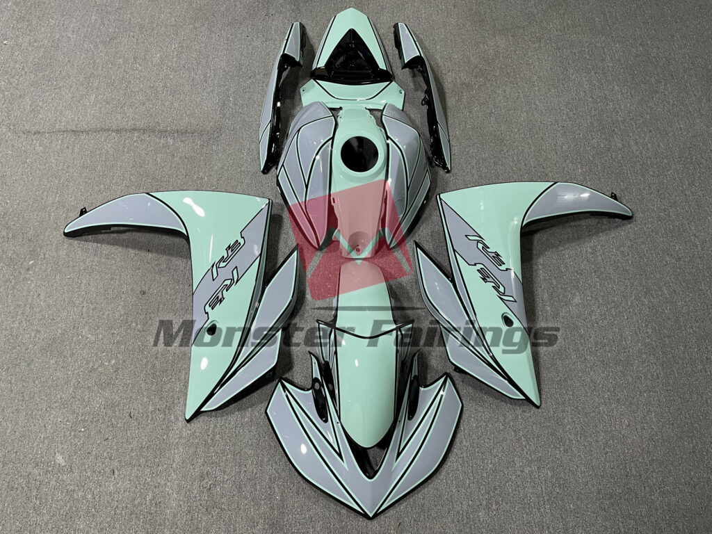 Yamaha R3 2014 - 2018 Mint Green Gray ABS fairings - custom motorcycle bodywork kit by Monster Fairings