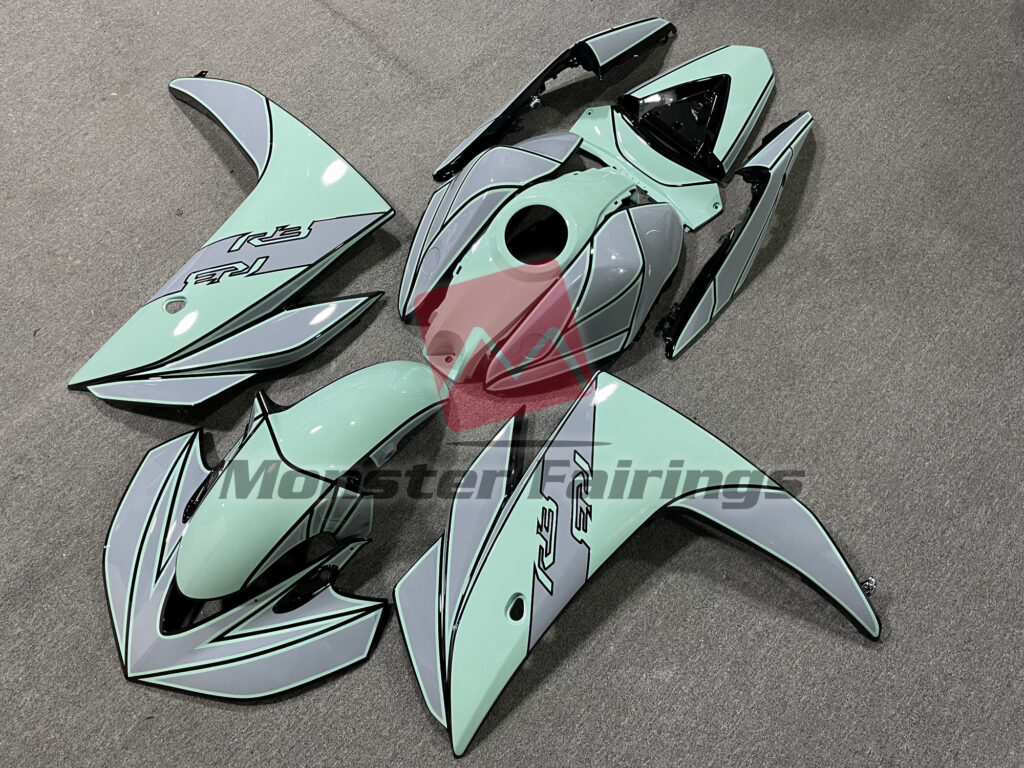 Yamaha R3 custom ABS fairings 2014 - 2018 in Mint Green Gray - durable replacement kit, Monster Fairings