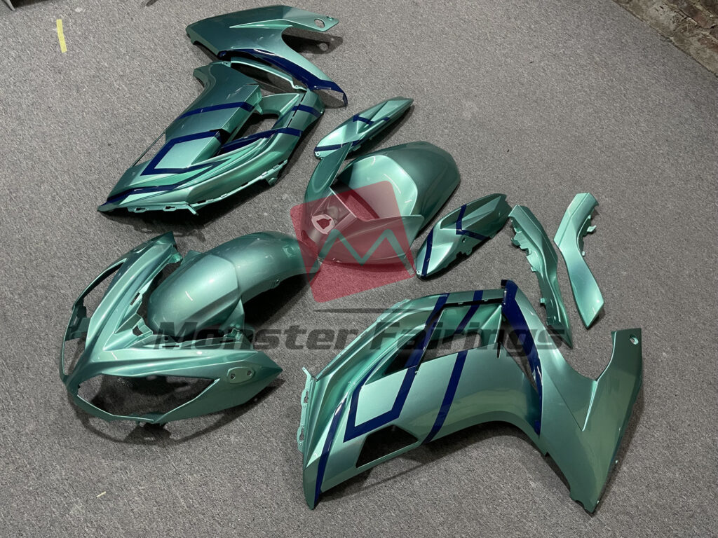 Kawasaki Ninja 650R custom ABS fairings 2012 - 2016 in Gloss Neon Mint - durable replacement kit, Monster Fairings