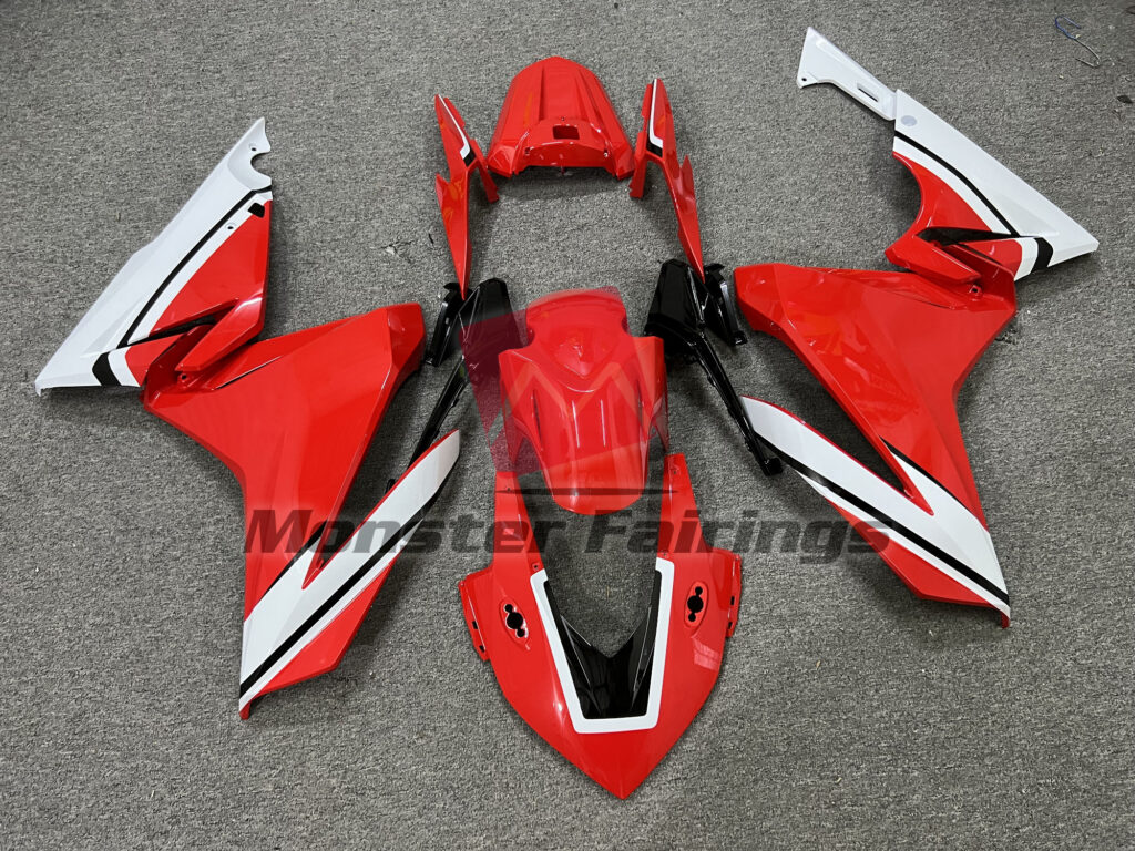Honda CBR500R 2019 - 2021 Gloss Red & White Black ABS fairings - custom motorcycle bodywork kit by Monster Fairings