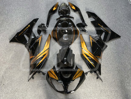 Kawasaki ZX6R 2009-2012 Gloss Black and Gold ABS Fairings | Monster Fairings