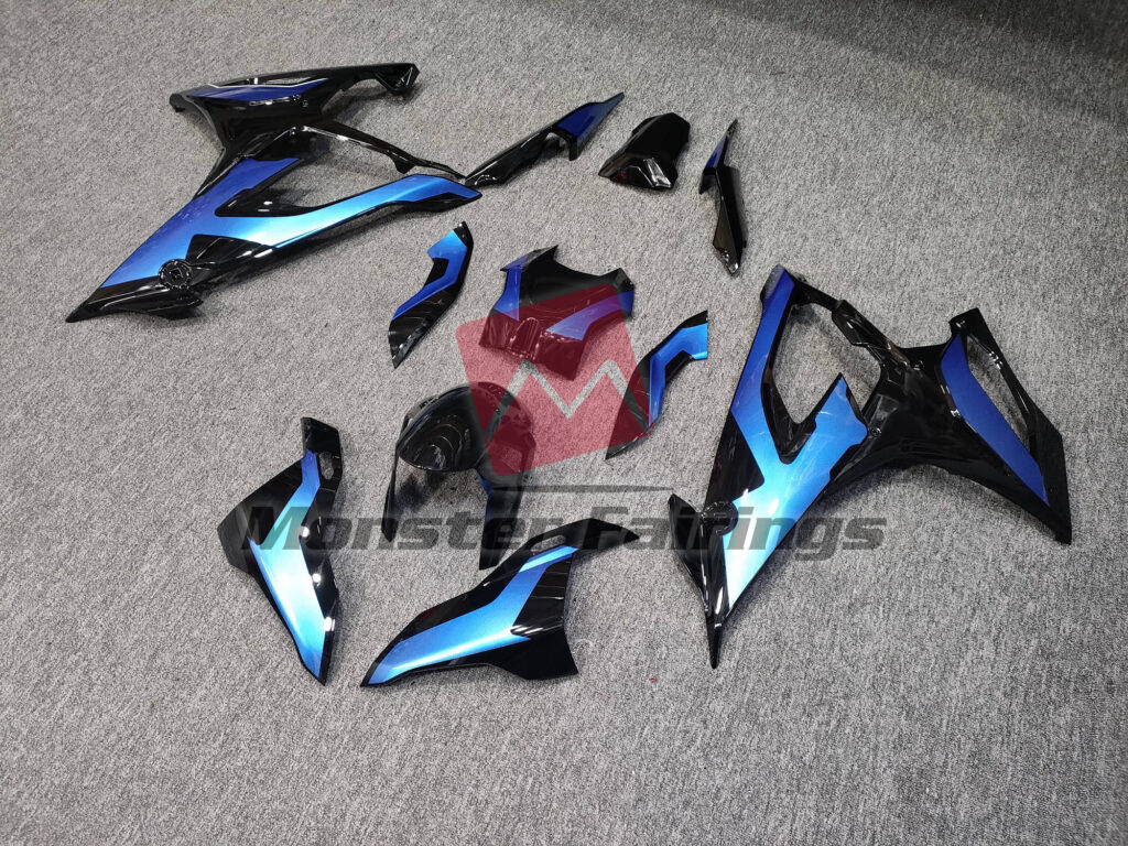 Gloss Black & Blue ABS fairings for BMW S1000RR 2019 - 2022 - premium OEM fit kit by Monster Fairings