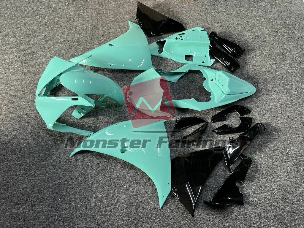 2009 - 2011 Yamaha R1 Gloss Mint Green & Black fairing set - ABS injection, custom painted by Monster Fairings